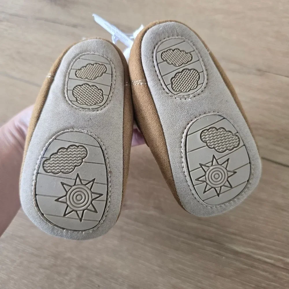 Carters Just One Baby Boy Mocassin Strap Booties Tan Unisex
